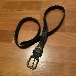 Brown braided leather belt